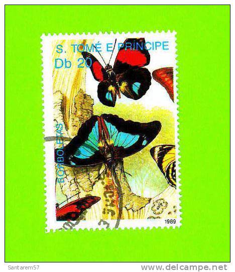 Timbre Oblitéré Used Mint Stamp Selo Carimbado Borboletas Butterfly Papillons Db 20 S. TOME E PRINCIPE 1989 - Sao Tome Et Principe