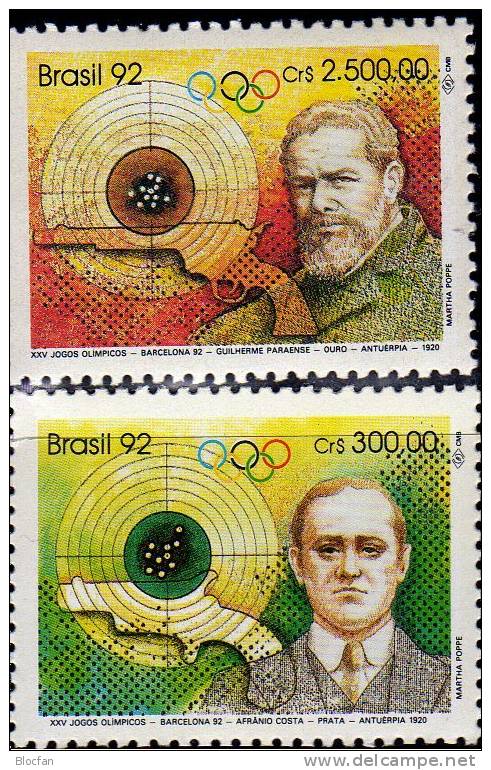 Olympia Barcelona 1992 Brasilien 2452/3 ** 13€ Sieger Sport-Schießen Antwerpen 1920 Olympic Winner Sport Set Of BRAZIL - Unused Stamps