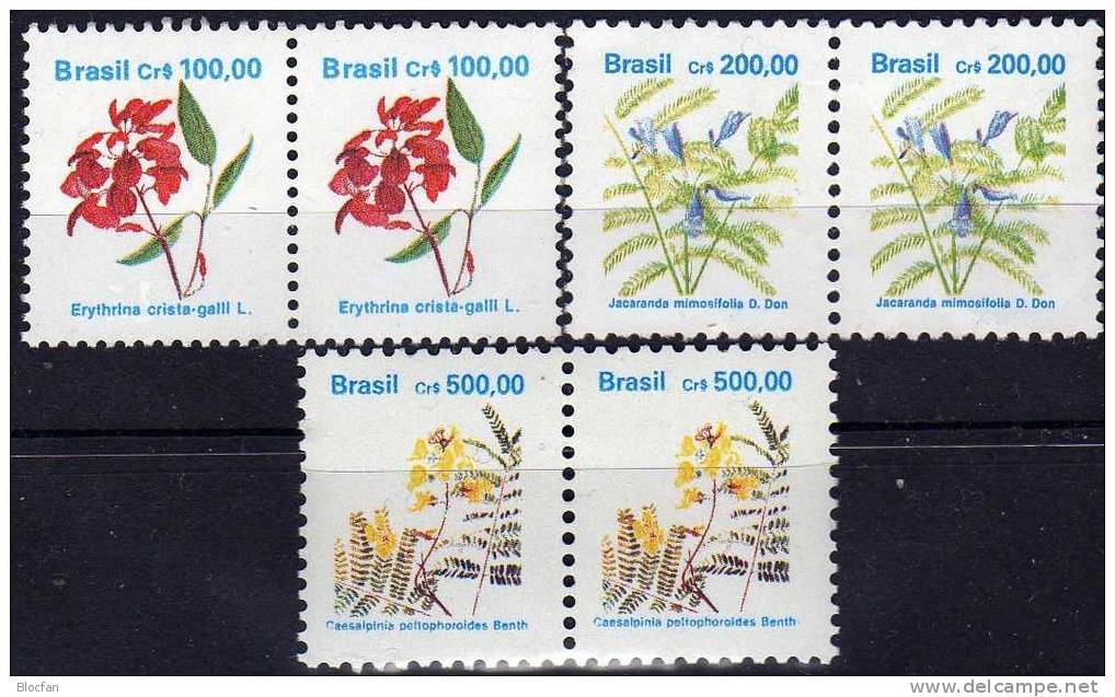 Umwelt-Schutz Blüten 1989 Brasilien 2373,2413+ 2420 ** 18€ Naturschutz Blumen Nature Flower Set Of BRAZIL - Unused Stamps