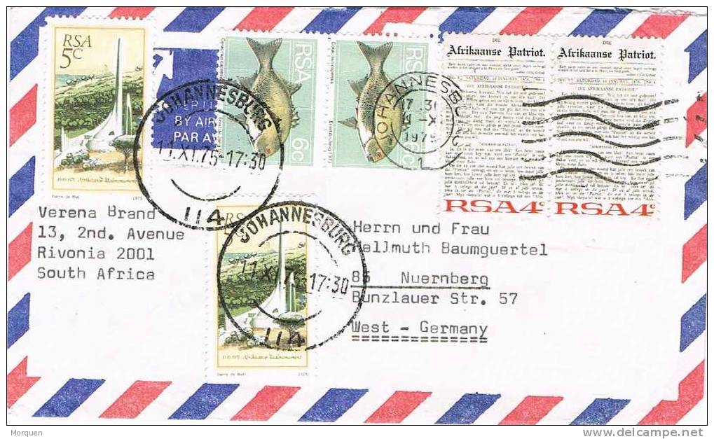 2212. Carta Aerea JOHANNESBURG (Sud Africa) 1975 - Lettres & Documents