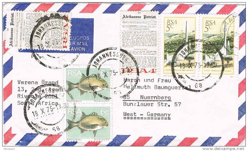 2213. Carta Aerea JOHANNESBURG (Sud Africa) 1975 - Lettres & Documents