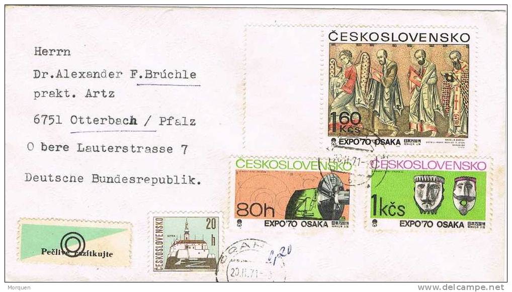 Carta PRAHA 1971 (Checoslovaquia). Stamps Expo Osaka - Cartas & Documentos