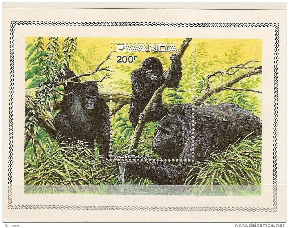 RWANDA    Faune.   Animaux En Danger D'extinction   BF 100** - Gorilas