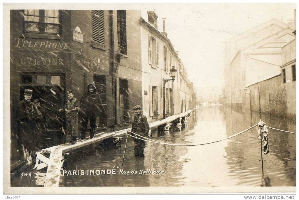 PARIS (XIII) Inondations De 1910 Rue De Bellièvre Commerce Animation - Arrondissement: 13