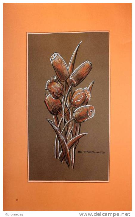 Etienne Petreto : Fleurs Aux Couleurs Anciennes XI : Tulipes Et Roseaux - Pastels