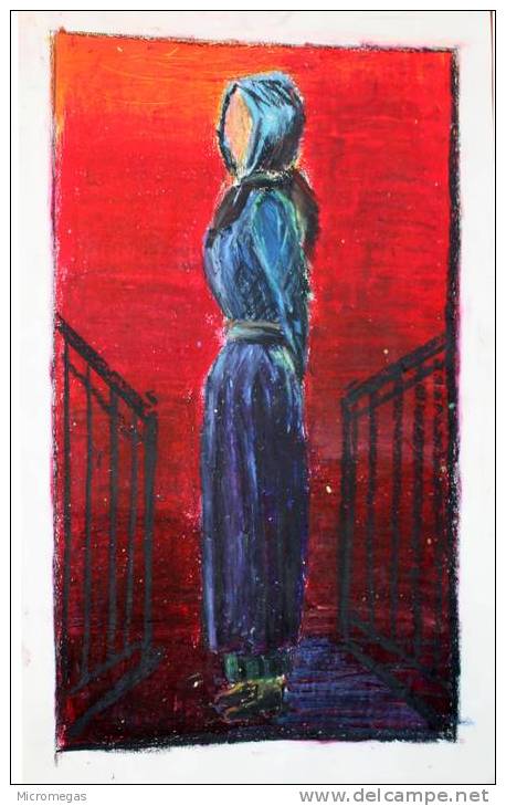 Etienne Petreto :Femme Au Manteau Bleu - Gouaches