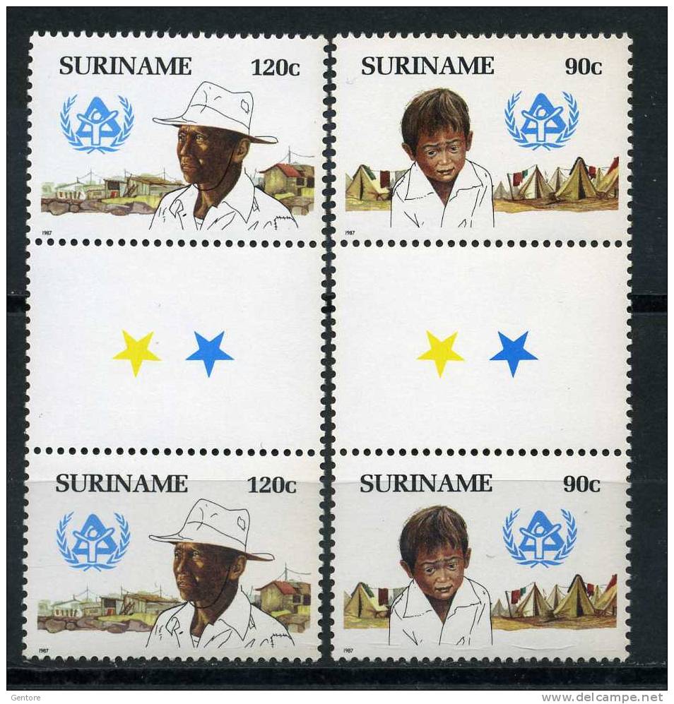 SURINAME 1987 Homeless  Two Cpl Set Of 2  With Group Space Yvert  Cat. N° 1085/86 Absolutely Perfect MNH ** - Suriname ... - 1975