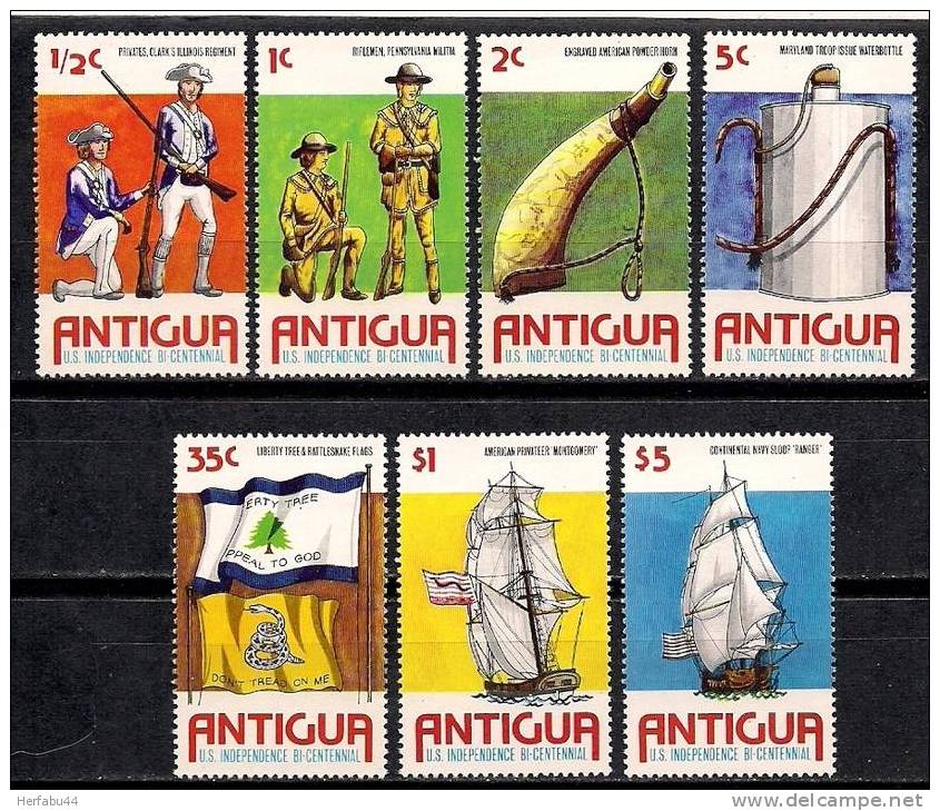 Antigua   American Bicentennial    Set   SC# 423-29 MNH** - Unabhängigkeit USA