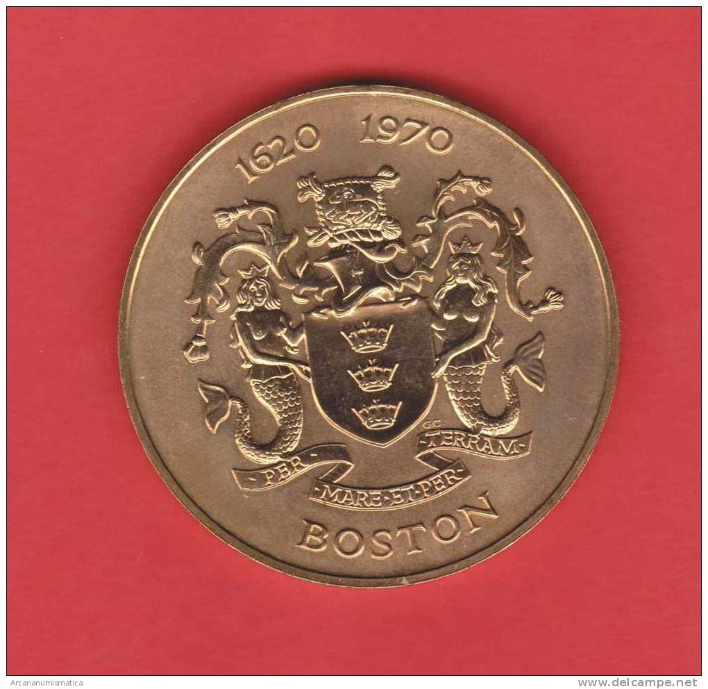 GRAN  BRETAÑA  Medalla SC/UNC  "Boston 1620-1970"    DL-7482 - Otros & Sin Clasificación