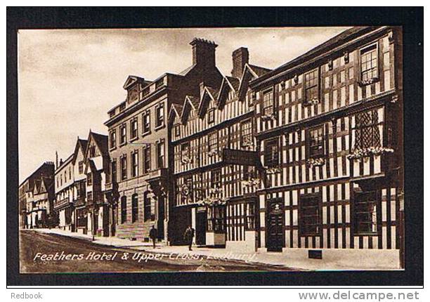 Early Postcard Feathers Hotel & Upper Cross Ledbury Herefordshire - Ref 515 - Herefordshire