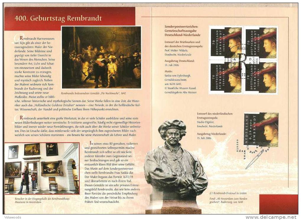 Germania - Folder 400 Anniversario Della Nascita Di Rembrandt - 2006 - Rembrandt