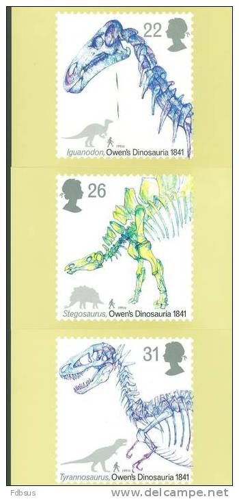 1991 DINOSAURUSSEN ROYAL MAIL STAMP CARD SERIES PHQ A/E - Carte PHQ