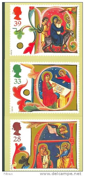 1991 CHRISTMAS ROYAL MAIL STAMP CARD SERIES PHQ 139 A/E - Cartes PHQ