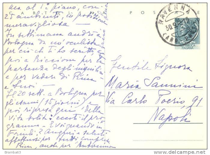 INTERO / CARTOLINA POSTALE 1954 L.20 Viaggiato 1954 Da Ravenna A Napoli (C154 Filagr.) - Entiers Postaux