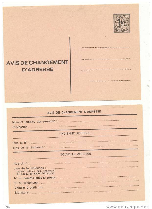 Entier Postal - Changement D'adresse (496) - Avis Changement Adresse
