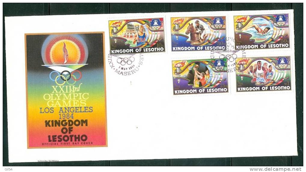 Fdc , 13è Olympic Games Los Angeles 1984 Kingdom Of Lesotho (5 Timbres ) - Bb5902 - Lesotho (1966-...)