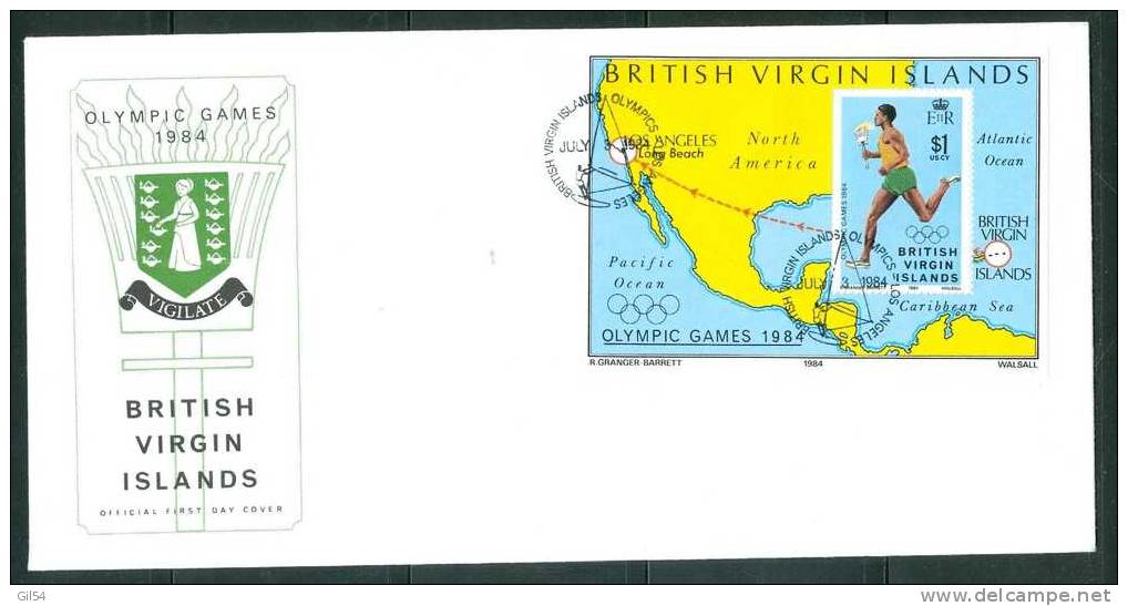 Fdc Virgin Islands ,olympic Games 1984 , 03/06/1984 , Bloc Feuillet  - Bb5916 - Iles Vièrges Britanniques