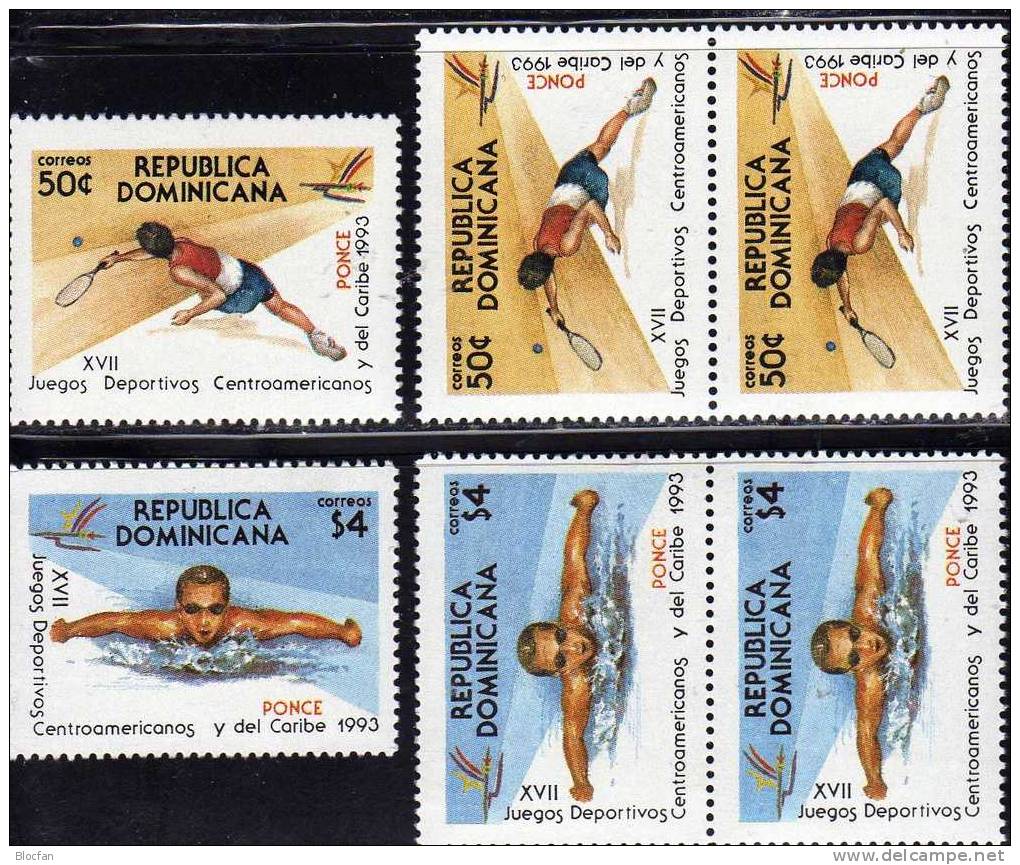 Sportspiele 1993 Karibik Dominicana 1680/1+ZD-Paar ** 14&euro; Squash Schwimmen Ponce Puerto Rico Sport Se-tenants Of Ca - Dominikanische Rep.