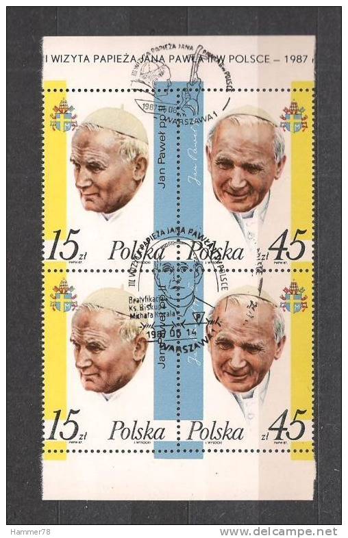 POLAND 1987 3th PAPAL VISIT (THE POPE JOHN PAUL II) BLOCK Of 4 & OTHERS 15used - Used Stamps