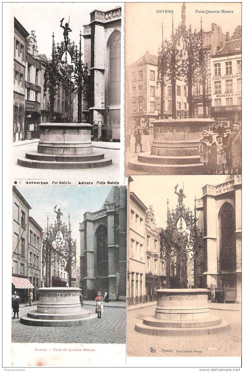 4 FOUR  Different  Postcards CPA BELGIQUE ANTWERP PUITS QUENTIN MASSYS - Antwerpen