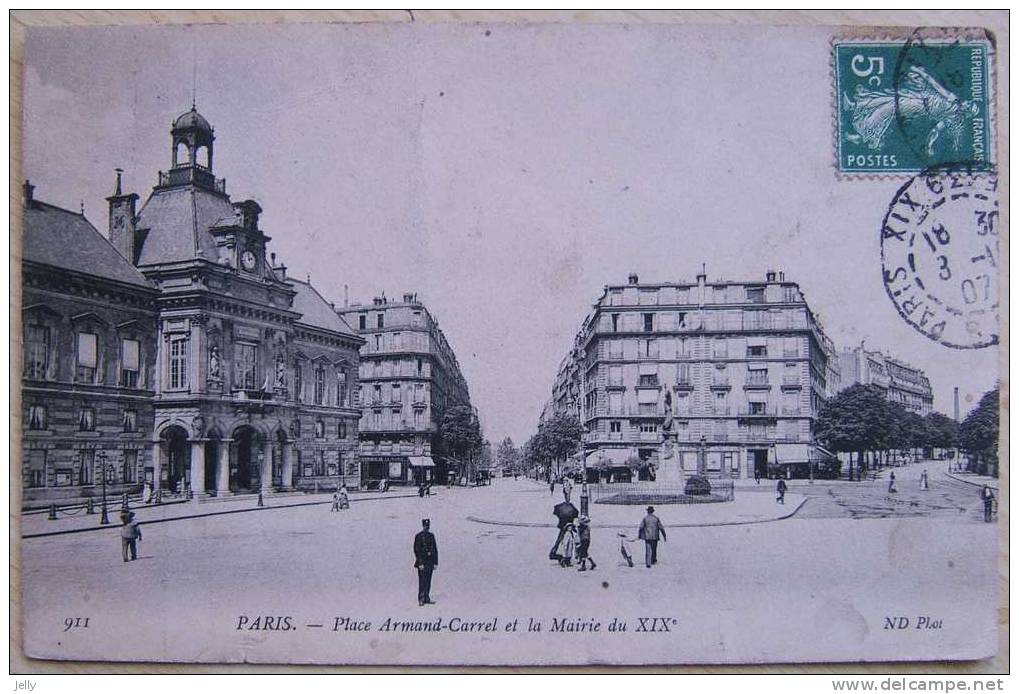 PARIS   -  Place Armand-Carrel Et La Mairie Du  XIXème - Places, Squares