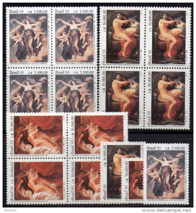 Gemälde Maler Americo 1993 Brasilien 2519/1+ 4-Block ** 38€ Genies Junge Frau Liebes-Paar Bloque M/s Art Sheet Bf Brazil - Nudes