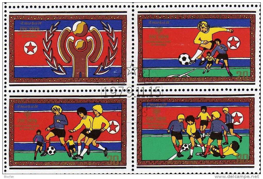 Kinder Und Fussball 1979 Korea 1933/5,2ZD,KB+4-Block O 20€ Kicken Vor Flagge Football Flag Bloc Soccer Sheetlet Of Corea - 1954 – Suisse