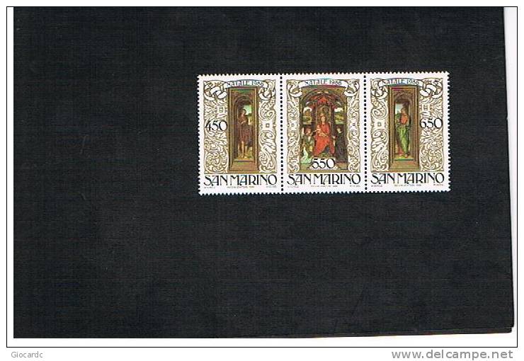 SAN MARINO - UNIF. 1192.1194 -  1986  NATALE: DIPINTI DI HANS MEMLING  - NUOVI ** - Unused Stamps