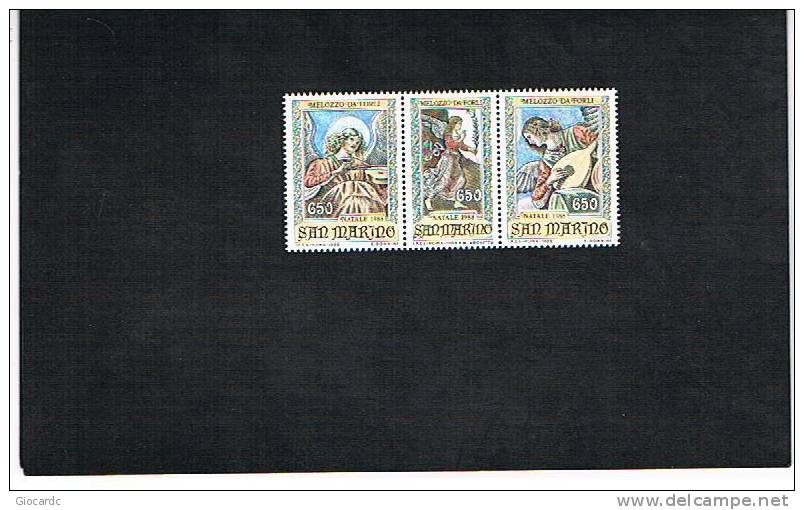 SAN MARINO - UNIF. 1245.1247  -  1988  NATALE : 550^ NASCITA MELOZZO DA FORLI' (DIPINTI)     - NUOVI ** - Unused Stamps