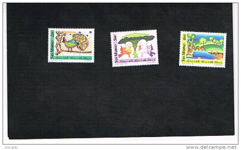 SAN MARINO - UNIF. 1250.1252  -  1989 NATURA  : DISEGNI DI BAMBINI    - NUOVI ** - Unused Stamps