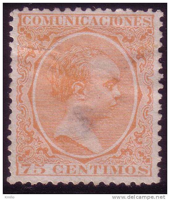 Edifil 225(*) Alfonso XII Pelón 75 Cts Naranja En Nuevo - Nuevos