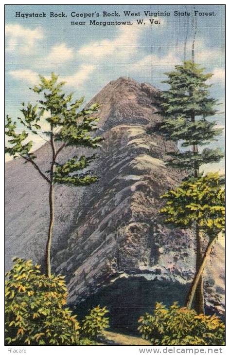 4569    Stati Uniti    Haystack Rock  Cooper"s Rock  West Virginia State Forest  Near  Morgantown  W. Va. VG 1951 - Morgantown