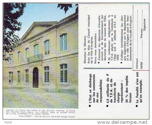 Carte Petition De La Faculte D' Avignon Au Ministre   (9661) - Eventos