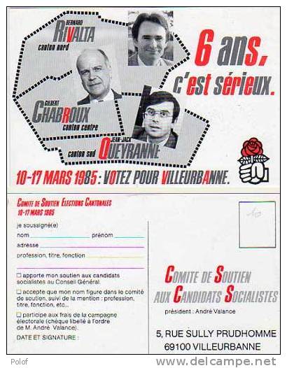 Carte Du Comite De Soutien Elections Cantonales - Villeurbanne - Socialiste (9663) - Eventos