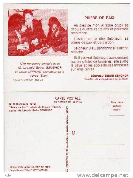 Carte Au Service De La Paix - Priere De Paix - L.S. Senghor Et L. Lippens  (9665) - Ereignisse