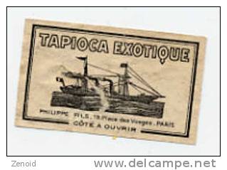 Etiquette Ancienne "Tapioca Exotique" - Ill. Bateau - Fruits Et Légumes