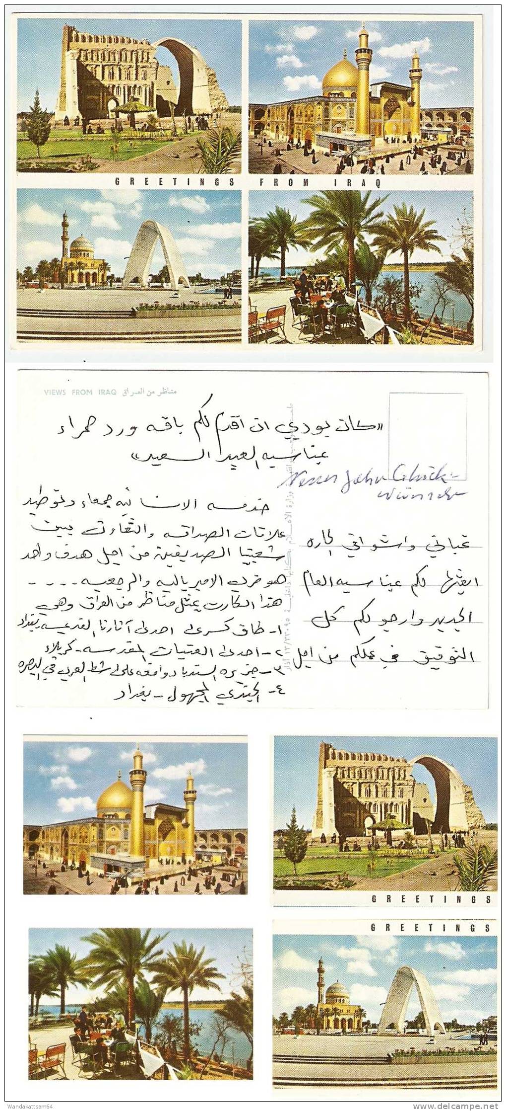 AK GREETINGS FROM IRAQ - BAGDAD Mehrbild 4 Bilder VIEWS FROM IRAQ Moschee Winged BULL Palmen - Iraq