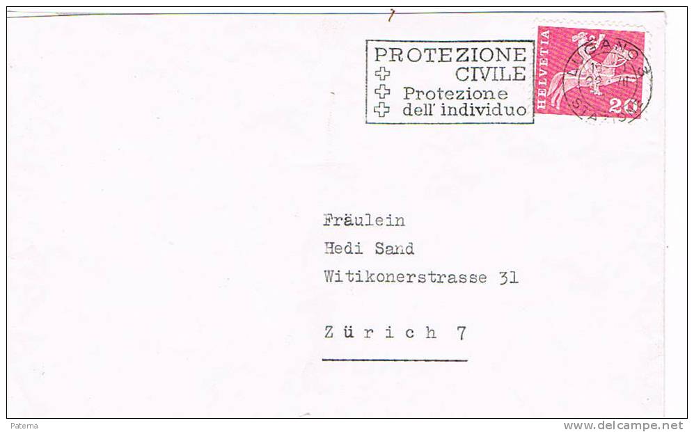 Carta, LUGANO 1983,  ( Suiza), Portezione Civilecover, Lettre, - Brieven En Documenten
