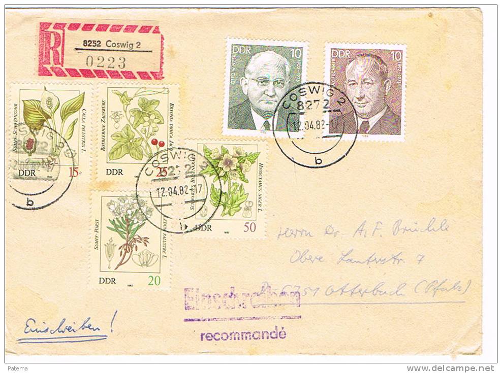 Carta, Certificada, COSWIG 1982  ( Alemania) DDR  Cover, Lettre, - Lettres & Documents