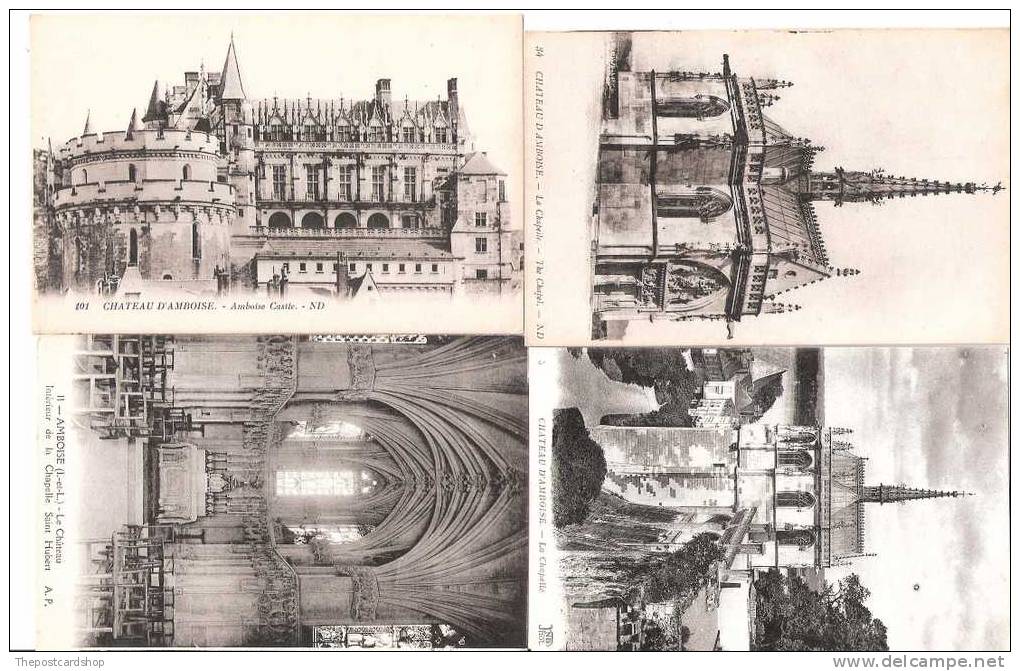 LOT DE 4 FOUR QUATRE CPA  FRANCE AMBOISE POSTCARDS :: POSTAGE = 1.50 EUROS - Amboise