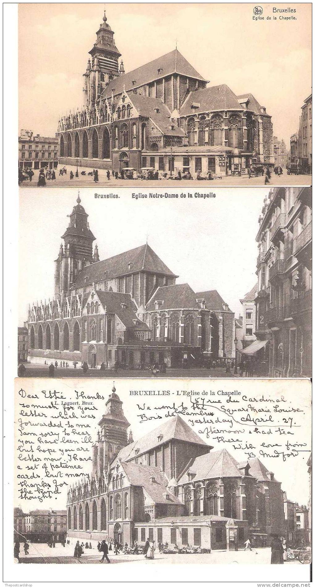 $$ LOT DE 3 Three Trois CPA BELGIQUE BRUXELLES POSTCARDS L'EGLISE DE LA CHAPELLE T BELGE - Monuments