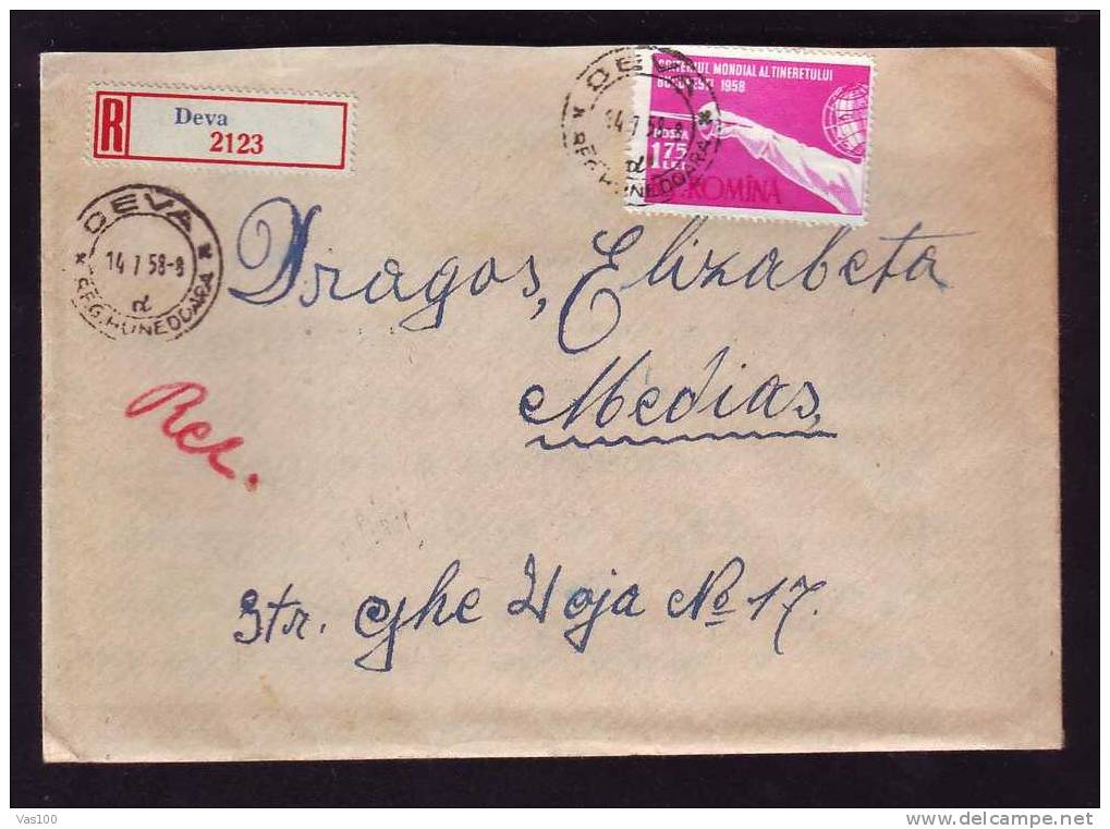 Romania 1958 Cover With Escrime Fencing Very Rare Stamps On Registred Cover. - Fencing