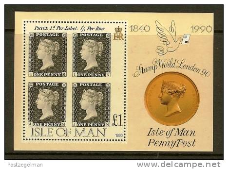 ISLAND OF MAN 1990 MNH Block 012 150 Years Stamps - Stamps On Stamps