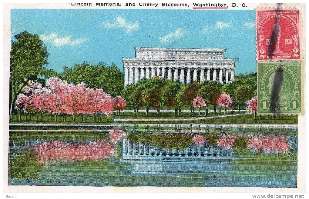 4578   Stati Uniti  Washington D.C.  Lincoln  Memorial And Cherry  Blossoms  VG  1931 - Washington DC