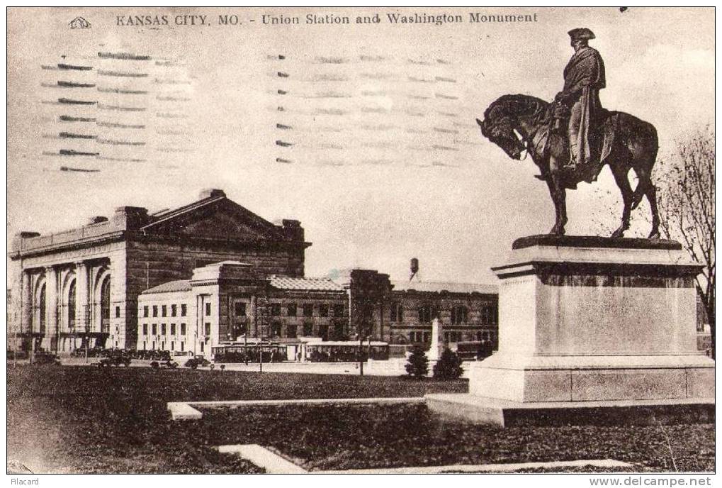 4585    Stati Uniti  Kansas  City  Mo.  Union Station And Washington  Monument  VG  1931 - Altri & Non Classificati