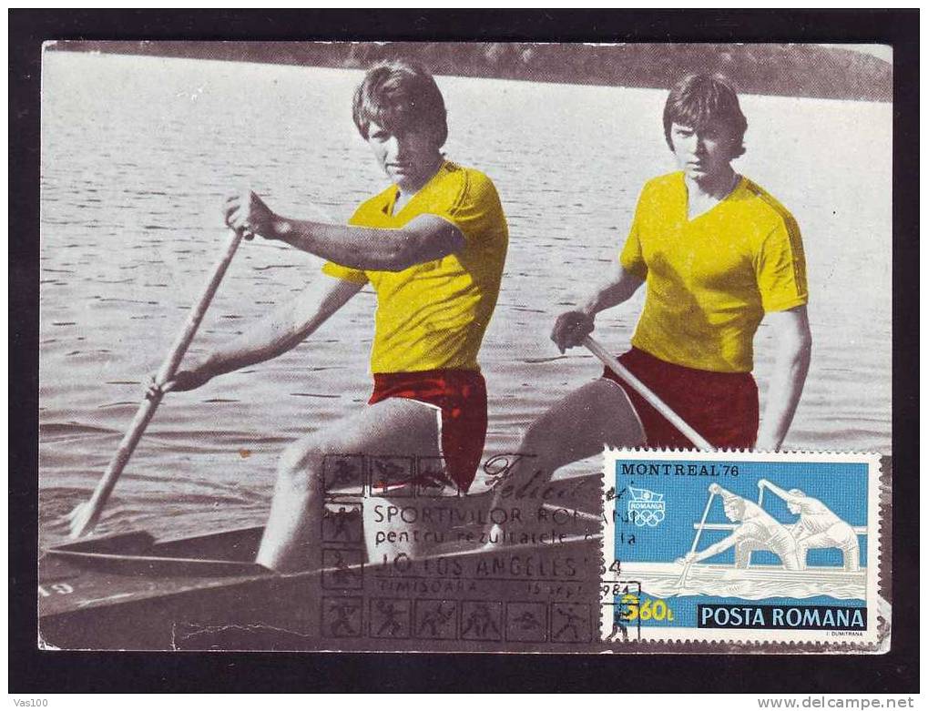 Romania 1984 Very Rare Maximum Card With Rowing OLYMPIC GAMES 1984. - Kanu