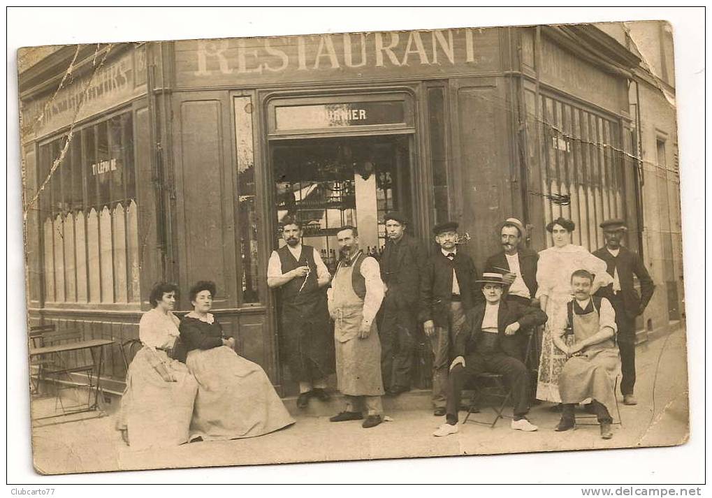 Saint-Ouen-sur-Seine (93) : GP Du Café Restaurant Fournier En 1911 (animée) PHOTO RARE. - Saint Ouen