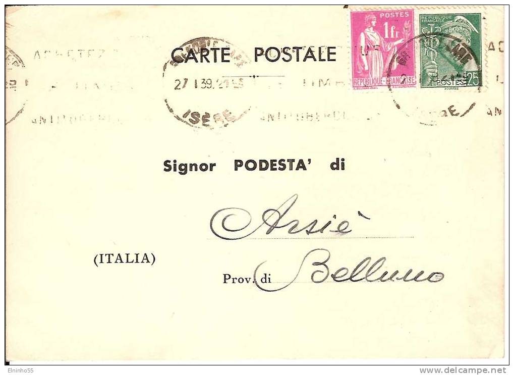 1939 Regio Vice Consolato Italiano In Grenoble - Franchigia