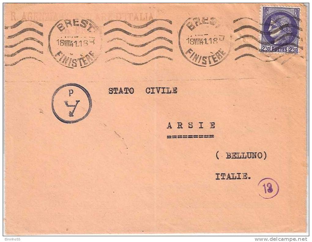 1941 Agenzia Consolare D'Italia In Brest - Franchise