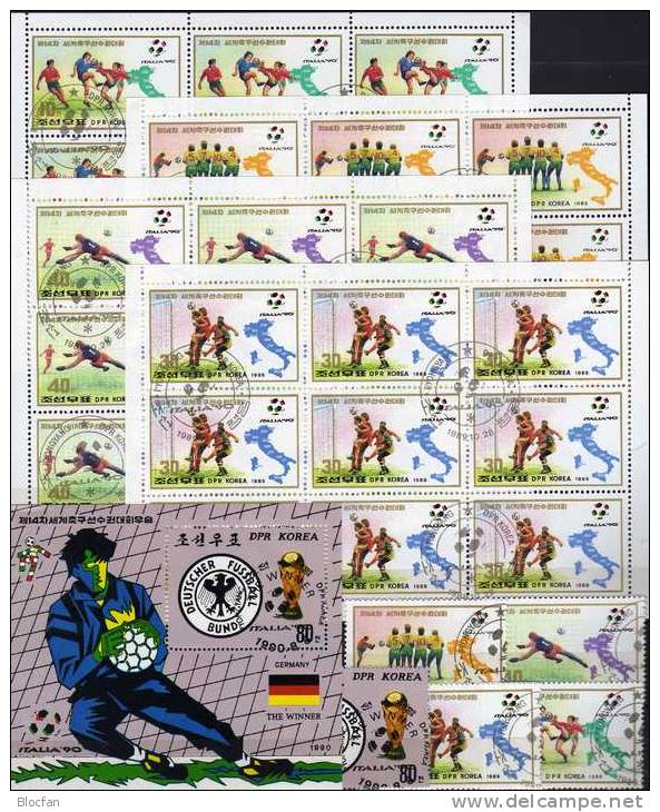 Fussball WM Rom 1990 Korea 3070/3,4x9-KB, BM Plus Block 256 O 41€ Spiel-Szene Karte Von Italien Soccer Sheetlet Of Corea - 1990 – Italien